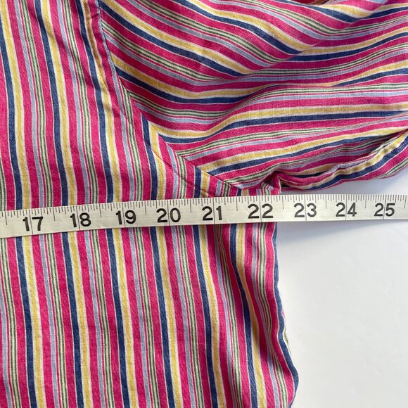 Lauren Ralph Lauren Blouse 100% Linen Multicolor Striped Long Sleeve Button Up - Picture 12 of 15